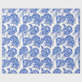 Papel De Presente Quebra de Presente de Coleção de Hydrangeas Azul