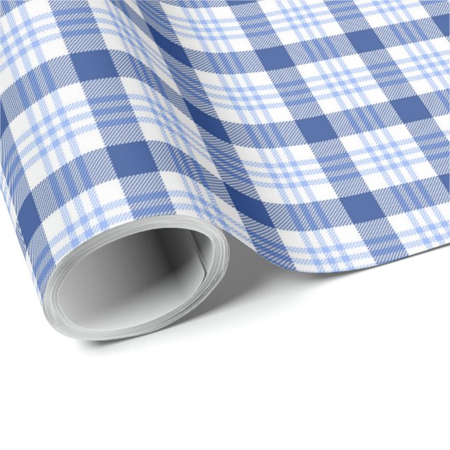 Papel De Presente Quebra de presente de Xadrez azul | Padrão de Tart (Ponta do rolo)
