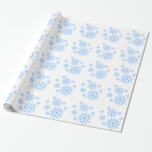 Papel De Presente Quebra de presente - Flocos de neve azuis (Desenrolado)