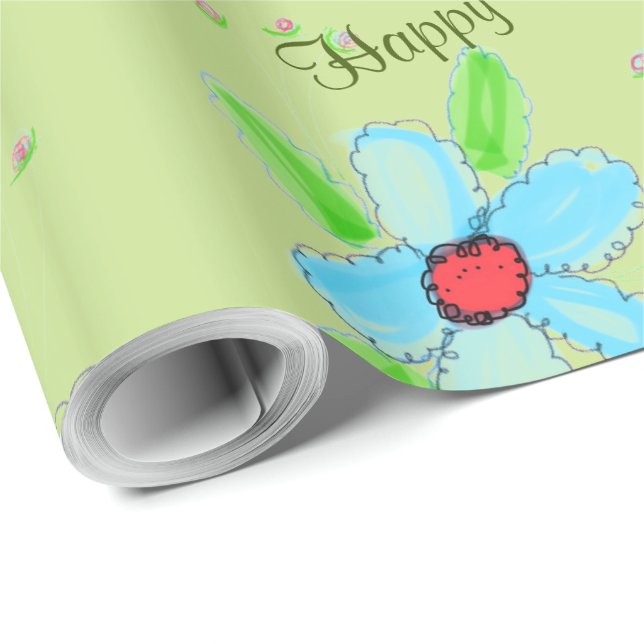 Papel De Presente Quebra de Presente Flor do Rico Verde (Ponta do rolo)