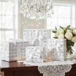 Papel De Presente Quebra de Presente no Dia de Casamento Chic<br><div class="desc">Elevem seus presentes com charme clássico usando este ícone de casamento de eterno embrulhando papel. O sofisticado design preto-e-branco apresenta uma coleção deliciosa de ilustrações desenhadas à mão que capturam o romance de um dia de casamento, incluindo o vestido de noiva, os sinos e o champanhe. Perfeito para presentes de...</div>