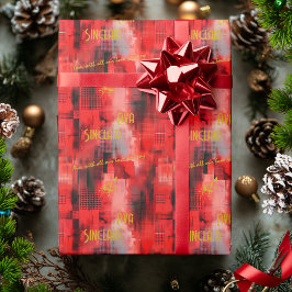 Papel De Presente Quebra de Presente Personalizada Dourada e Vermelh