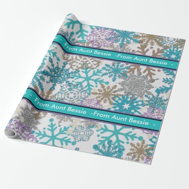 Papel De Presente Quebra de Presente Personalizada no Floco de Neve (Desenrolado)