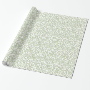 Papel De Presente Quebra do presente do Damasco Verde e Branco