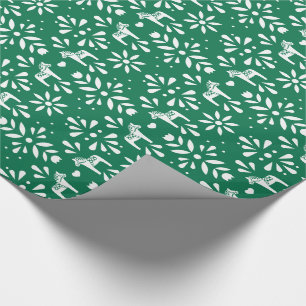 Papel De Presente Quebra do Presente Verde de Feriado de Cavalo Bran