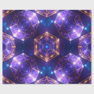 Papel De Presente Quebra Dourada de Cristal Roxo