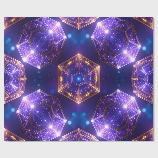 Papel De Presente Quebra Dourada de Cristal Roxo (Aberto)