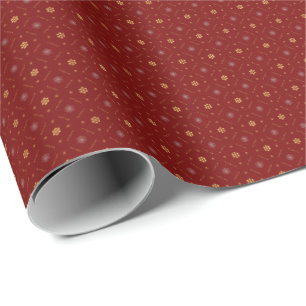 Papel De Presente Quebra Dourada Floral de Presente Crimson