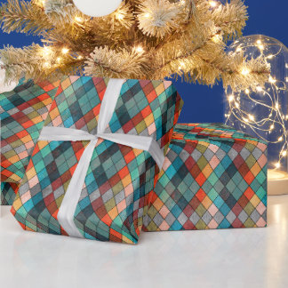 Papel De Presente Quebra Eclética de Gift Argyle em Múltiplas Matize