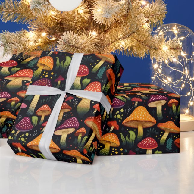 Papel De Presente Queda Autumn Dark Botanic Mushroom Goblincore (Feriados)