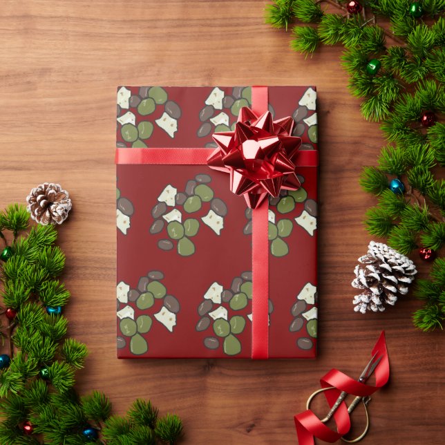Papel De Presente Queijo Feta e Azeitonas (Presente de Natal)