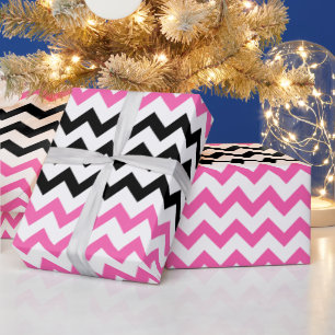 Papel De Presente Quente rosa e Preto Chevron por Shirley Taylor