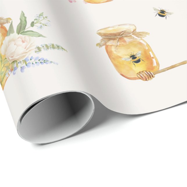 Papel De Presente Querida Mamãe Abelhinha para Chaveirinho de Bebê  (Ponta do rolo)