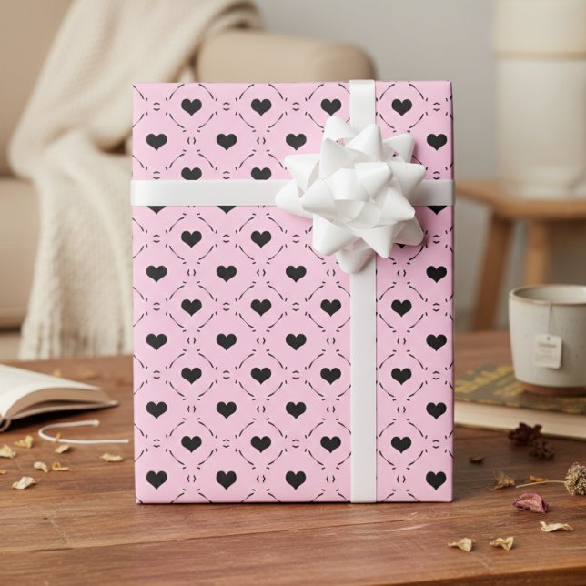 Papel De Presente Querida Treliça Rosa (Sweetheart Lattice Pink Wrapping Paper)