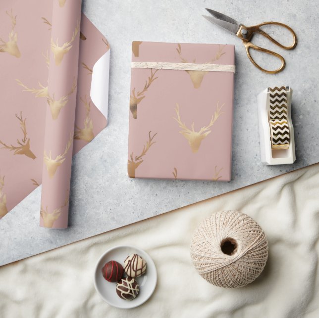 Papel De Presente Querido Cabeça Dourada Rubor Rosa Feriado (Artesanato)