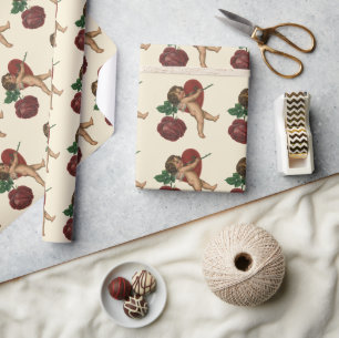 Papel De Presente Querubim do Dia dos Namorados Vintage e Rosa Vitor