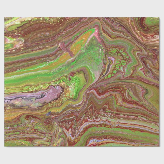 Papel De Presente Questions 1 Wild Green Maroon Wrapping Paper (Aberto)