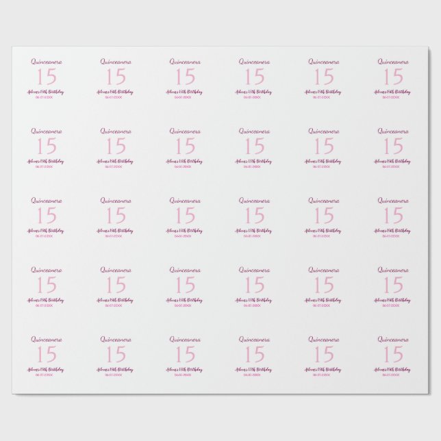 Papel De Presente Quinceanera simples 15 de aniversário de fada rosa (Aberto)