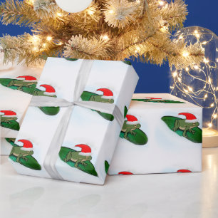 Papel De Presente Rã Atravessando a Neve com um Salto