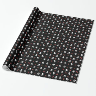 Papel De Presente RAB Rockabilly Caveiras e Cerejas em Preto