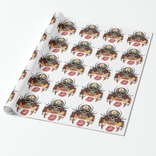 Papel De Presente RAB Rosas de crânio Rockabilly Love Lipstick