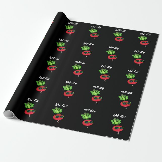 Papel De Presente Rabanete Engraçado Vegetal Vermelho Azul Escuro BG (Desenrolado)