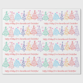 Papel De Presente Rabisco de Natal Divertido Mínimo Festivo Moderno