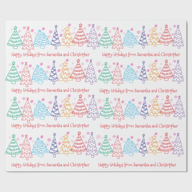 Papel De Presente Rabisco de Natal Divertido Mínimo Festivo Moderno (Aberto)