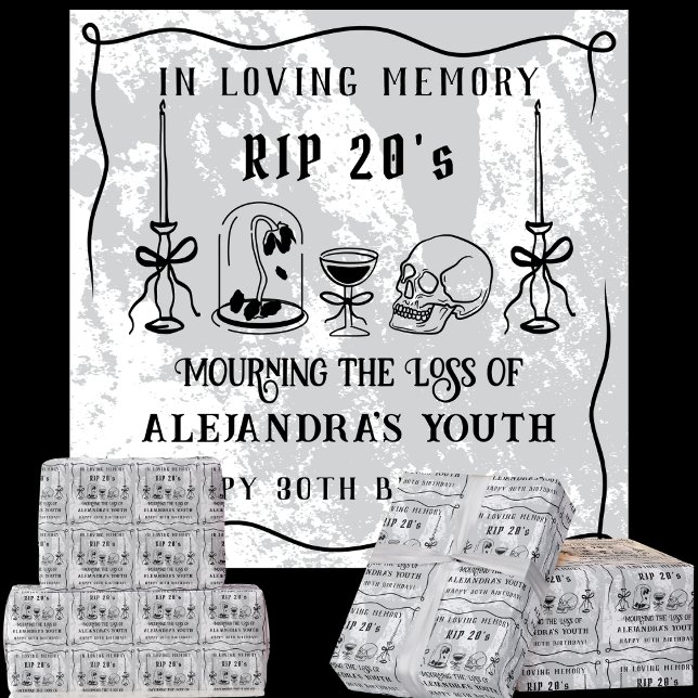 Papel De Presente Rabisco RIP 20s Morte à Minha Juventude 30º Aniver (Criador carregado)
