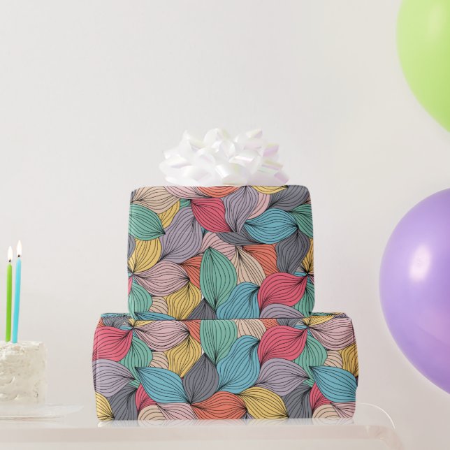 Papel De Presente Rabiscos De Fio Colorido (Presentes para festas)
