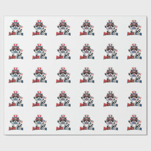 Papel De Presente Raccoon Americoon Patriótico 4º de julho América