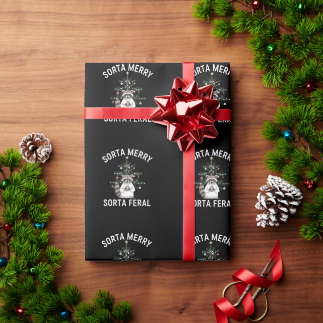 Papel De Presente Raccoon Sorta Feliz Sorta Feral Xmas (Presente de Natal)