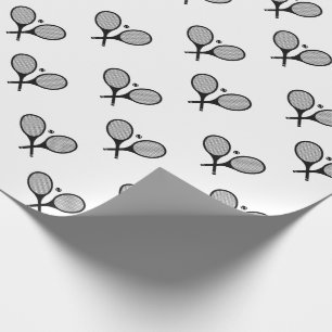 Papel De Presente Rackets de Tênis Elegante preto e branco minimalis