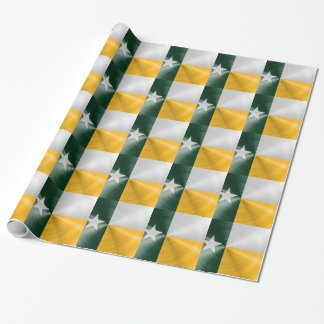 Papel De Presente Radial verde e Dourado da bandeira de Texas