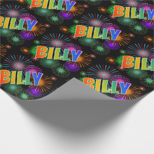 Papel De Presente Rainbow First Name "BILLY" + Fireworks