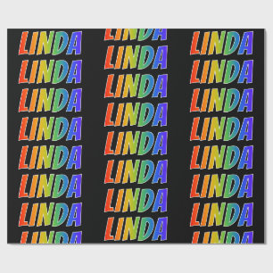 Papel De Presente Rainbow First Name "LINDA"; Divertido e colorido