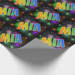 Papel De Presente Rainbow First Name "MIA" + Fireworks