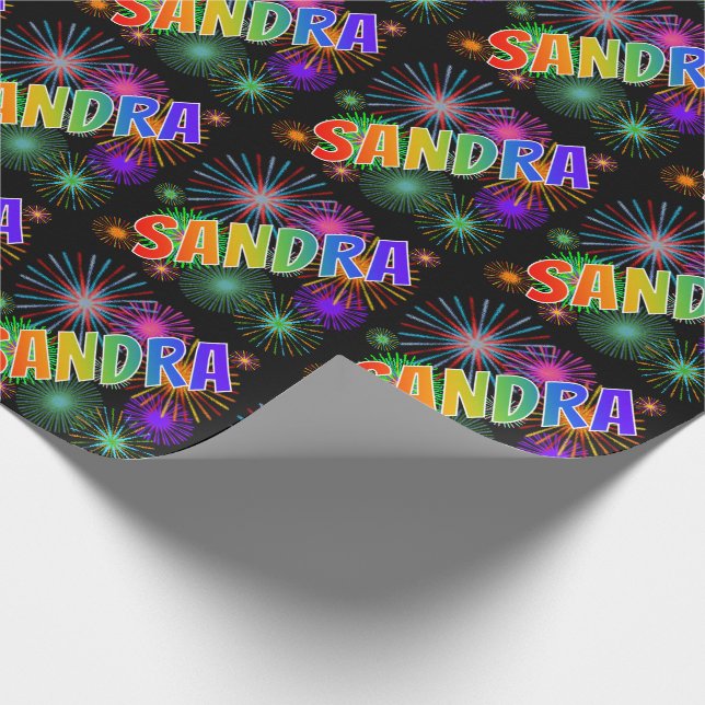 Papel De Presente Rainbow First Name "SANDRA" + Fireworks (Ponta)