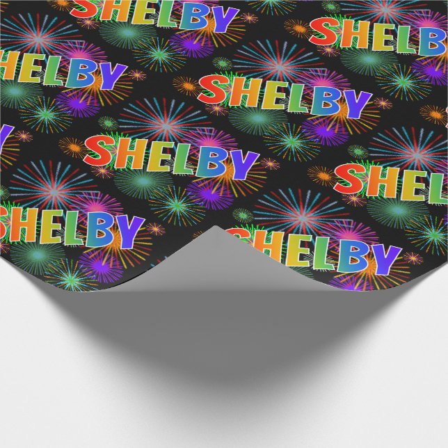 Papel De Presente Rainbow First Name "SHELBY" + Fireworks (Ponta)