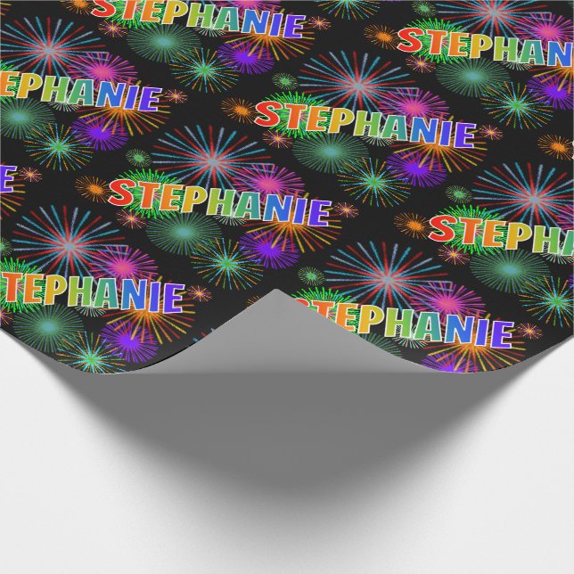 Papel De Presente Rainbow First Name "STEPHANIE" + Fireworks (Ponta)
