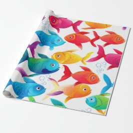 Papel De Presente Rainbow Fish Frenzy