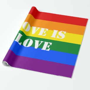 Papel De Presente Rainbow Flag Orgulho gay LGBTQ Love is Love