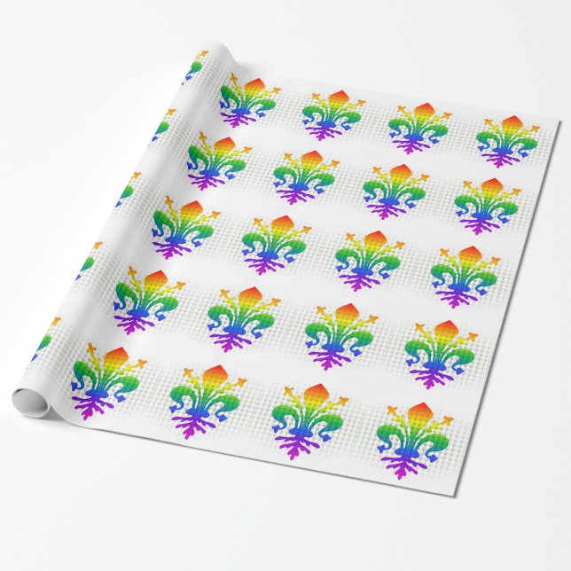 Papel De Presente Rainbow Fleur-de-lis (Desenrolado)
