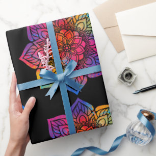 Papel De Presente Rainbow Flower Mandala