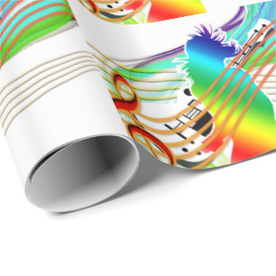 Papel De Presente Rainbow Girl Com Notas De Música