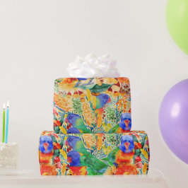 Papel De Presente Rainbow Lorikeet Garden