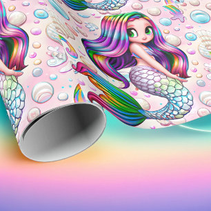Papel De Presente Rainbow Mermaid