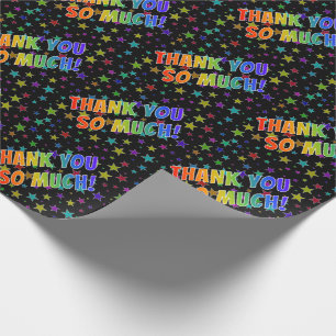 Papel De Presente Rainbow Olha "MUITO OBRIGADO!", Padrão De Estrela