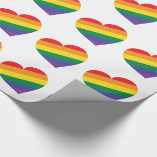 Papel De Presente Rainbow Pride Heart