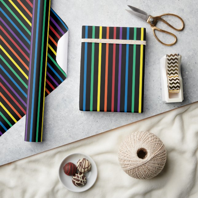 Papel De Presente Rainbow Pride Stripe Wrapping Paper (Artesanato)